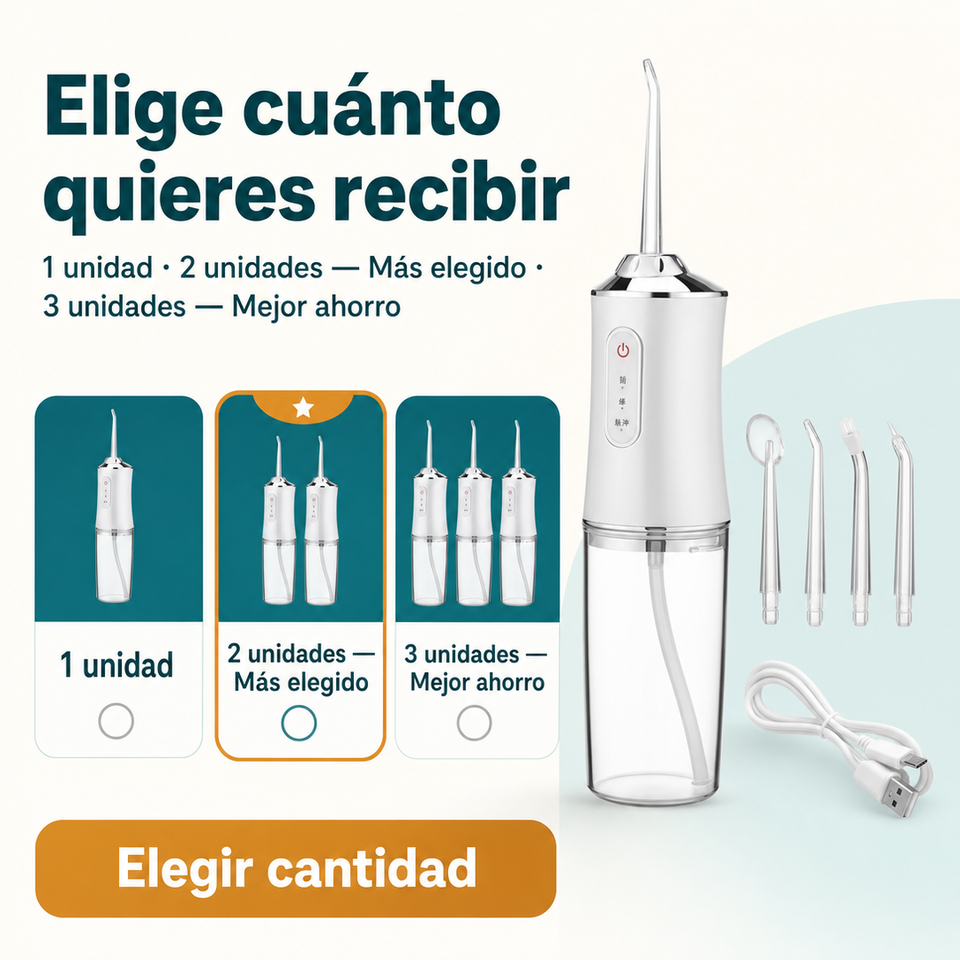 Irrigador Oral Recargable 4 Boquillas